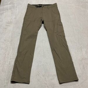 Prana Zion Pants‎ Men's 31x29 Stretch Relaxed Fit Cargo Slate Green Straight Fit
